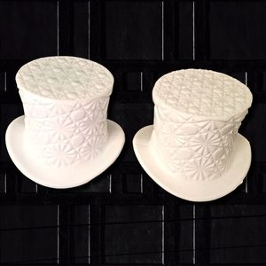 Fenton Button and Daisy Milkglass Pair Of Vintage Top Hats